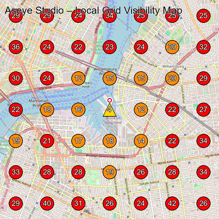 Aseye Studio GeoGrid visibility map for Clothing Store in None